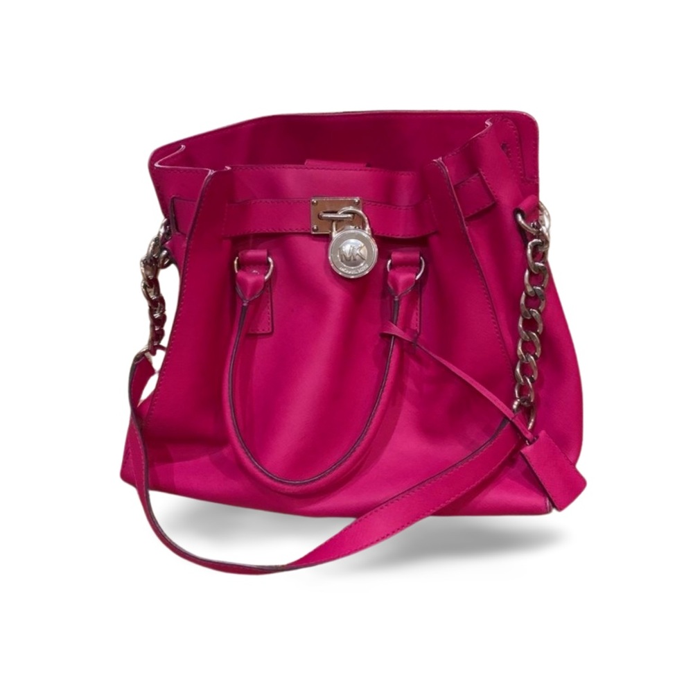Michael Kors Hamilton Bright Pink Saffiano Leather Tote Bag – Preloved MK Purse